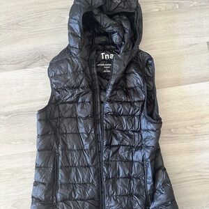 Black TNA packable Puffer Vest with Hood